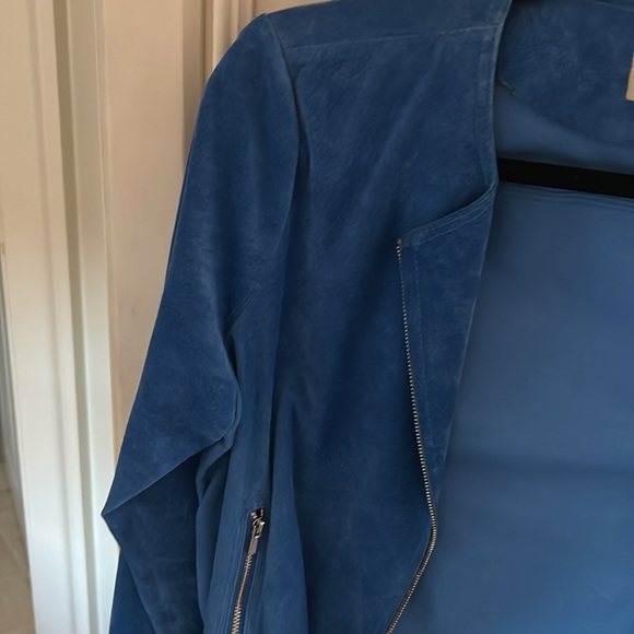 Light Blue genuine leather suede jacket - Picture 3 of 6